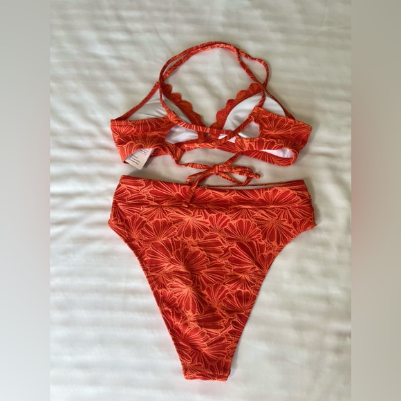 NWT Bikini Set for Women Bathing Suit High Waisted Scalloped V Neck Two Pieces S - Picture 10 of 17